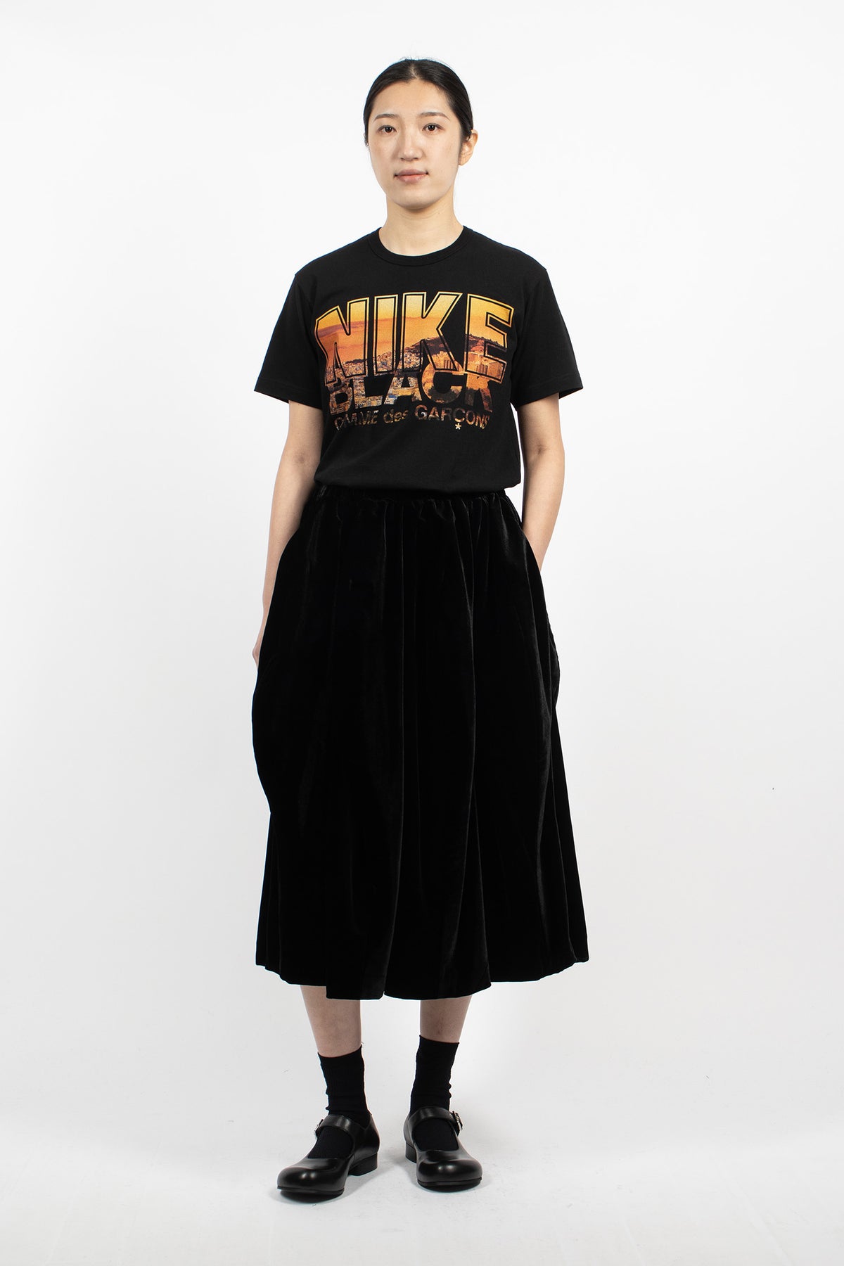 CDG BLACK x Nike Cityscape Printed T-Shirt Black/Orange