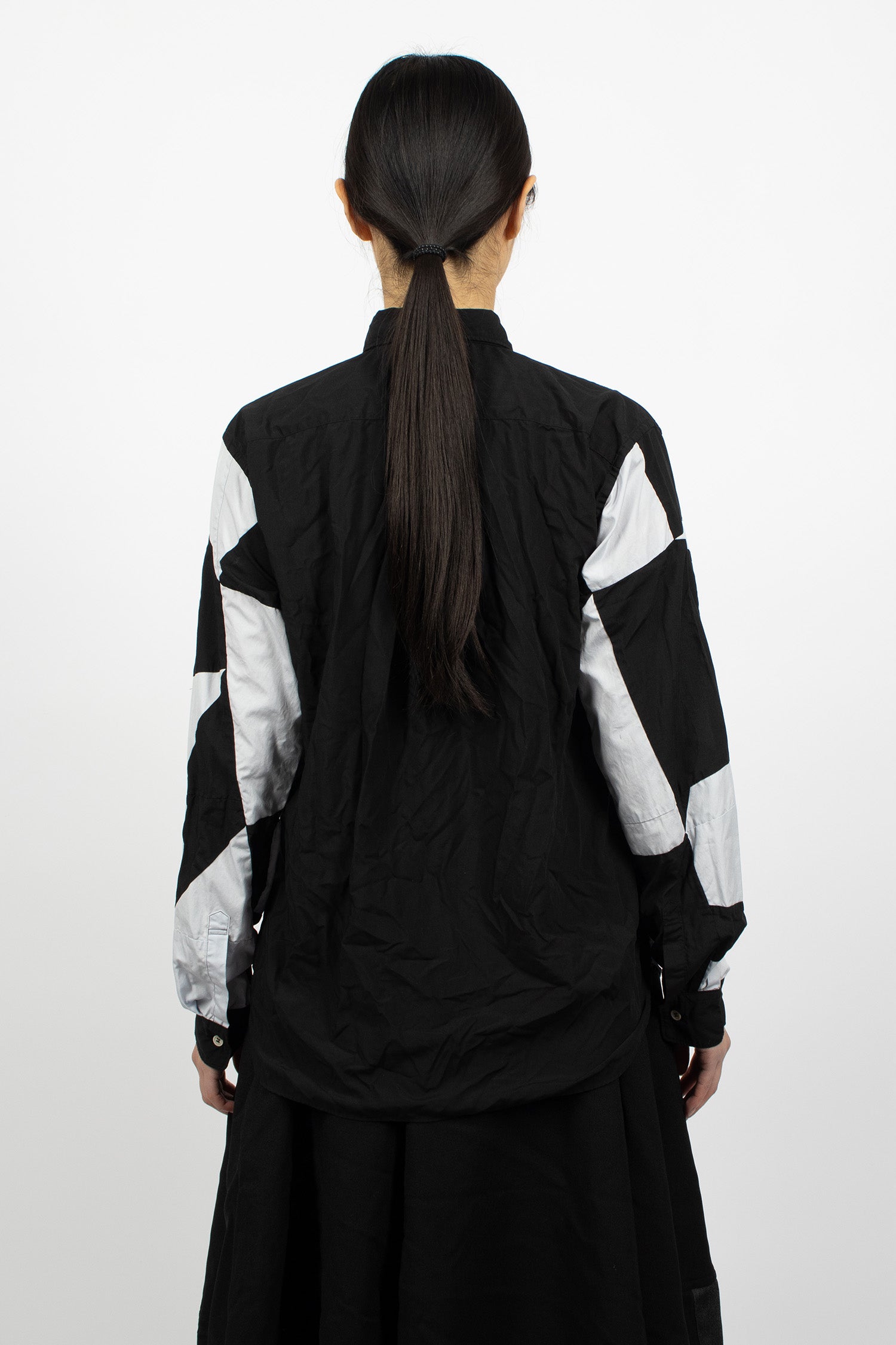 Patchwork Sleeve Shirt Black