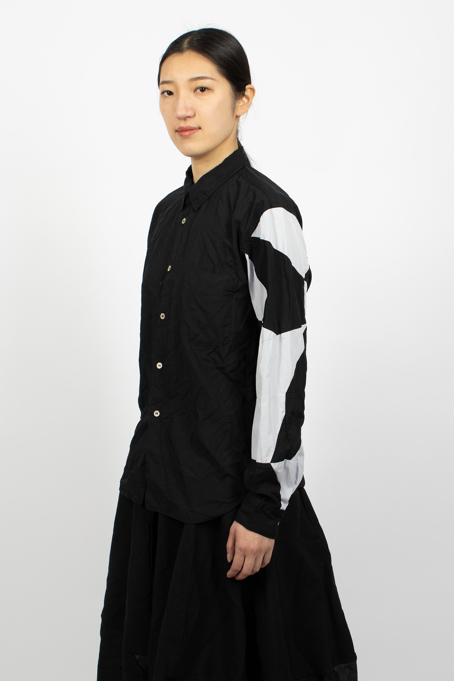 Patchwork Sleeve Shirt Black