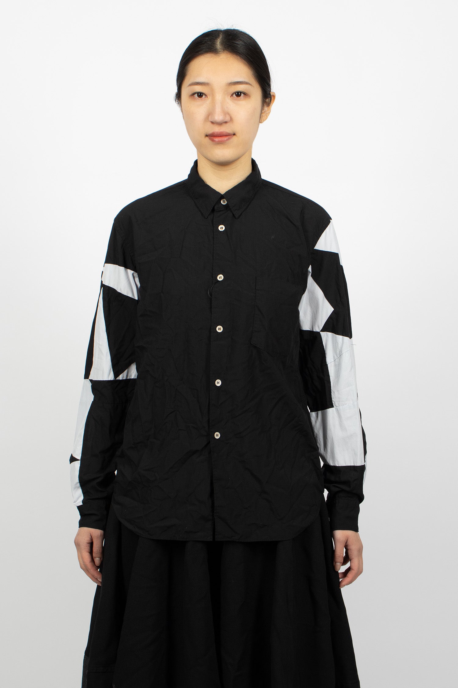 Patchwork Sleeve Shirt Black