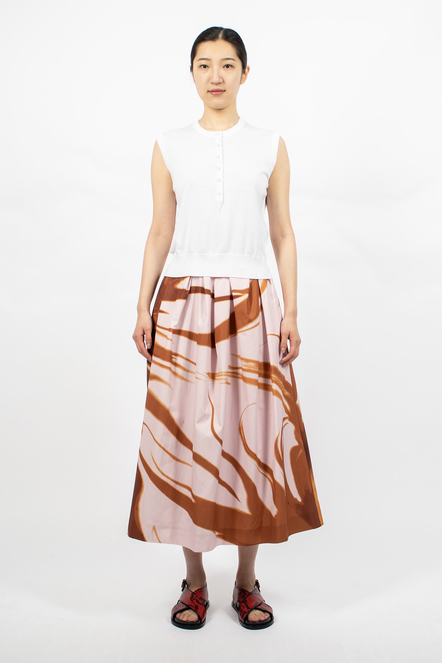 Printed Cotton Skirt Brown/Pink