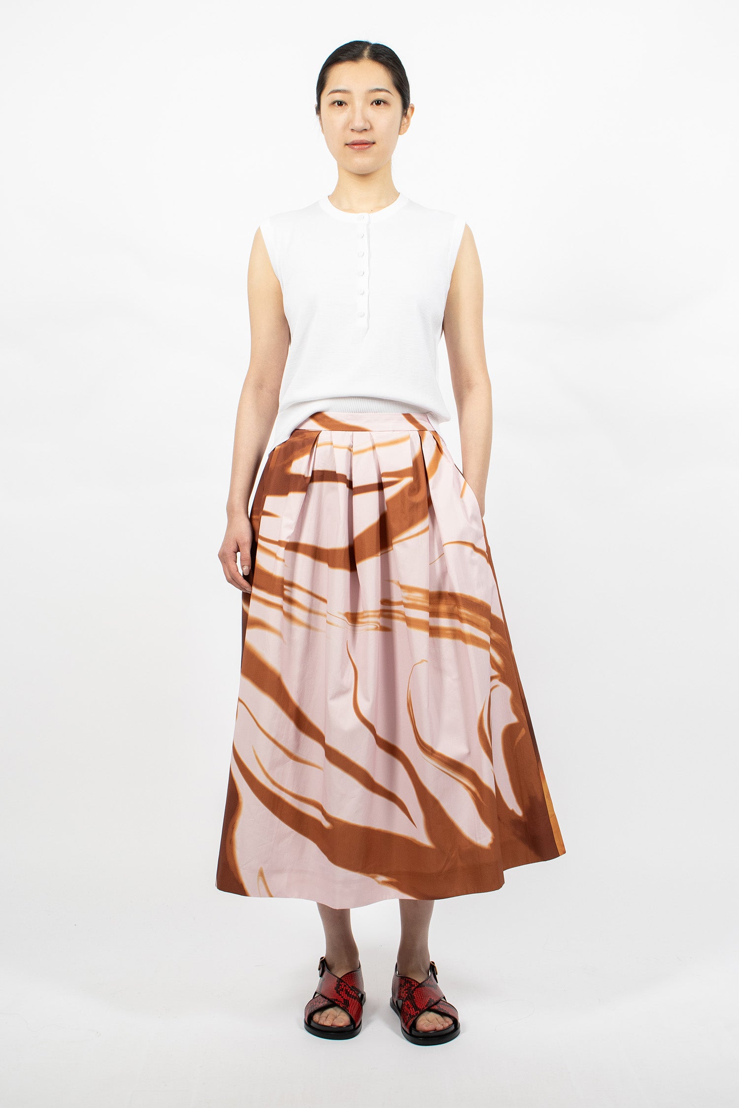 Printed Cotton Skirt Brown/Pink