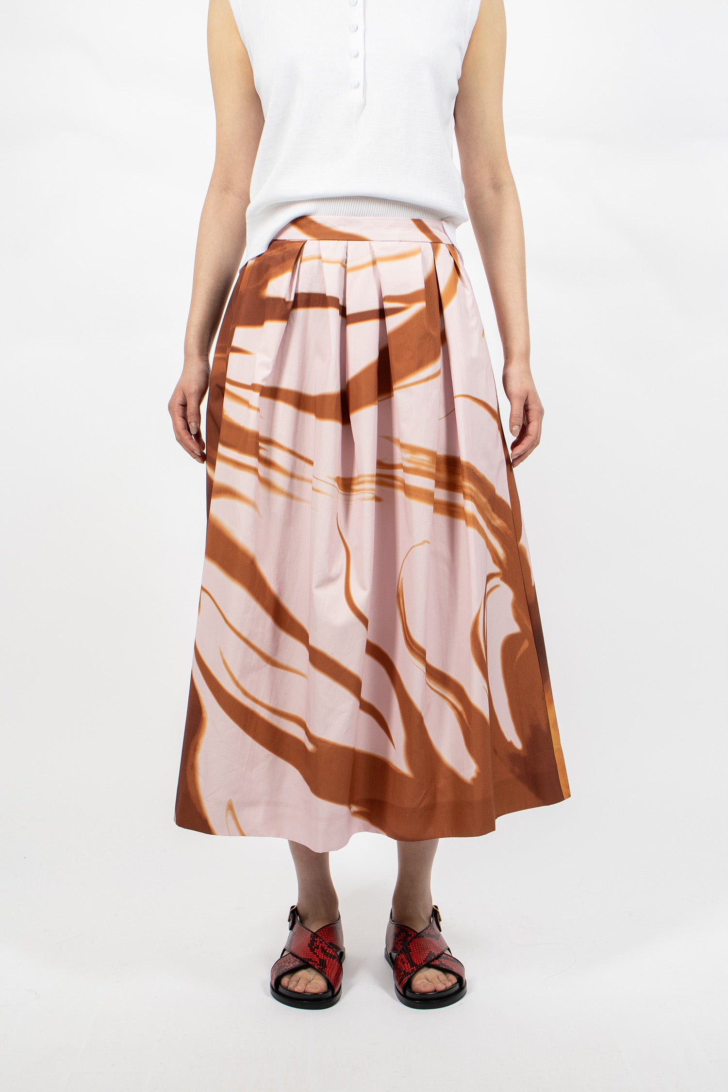 Printed Cotton Skirt Brown/Pink