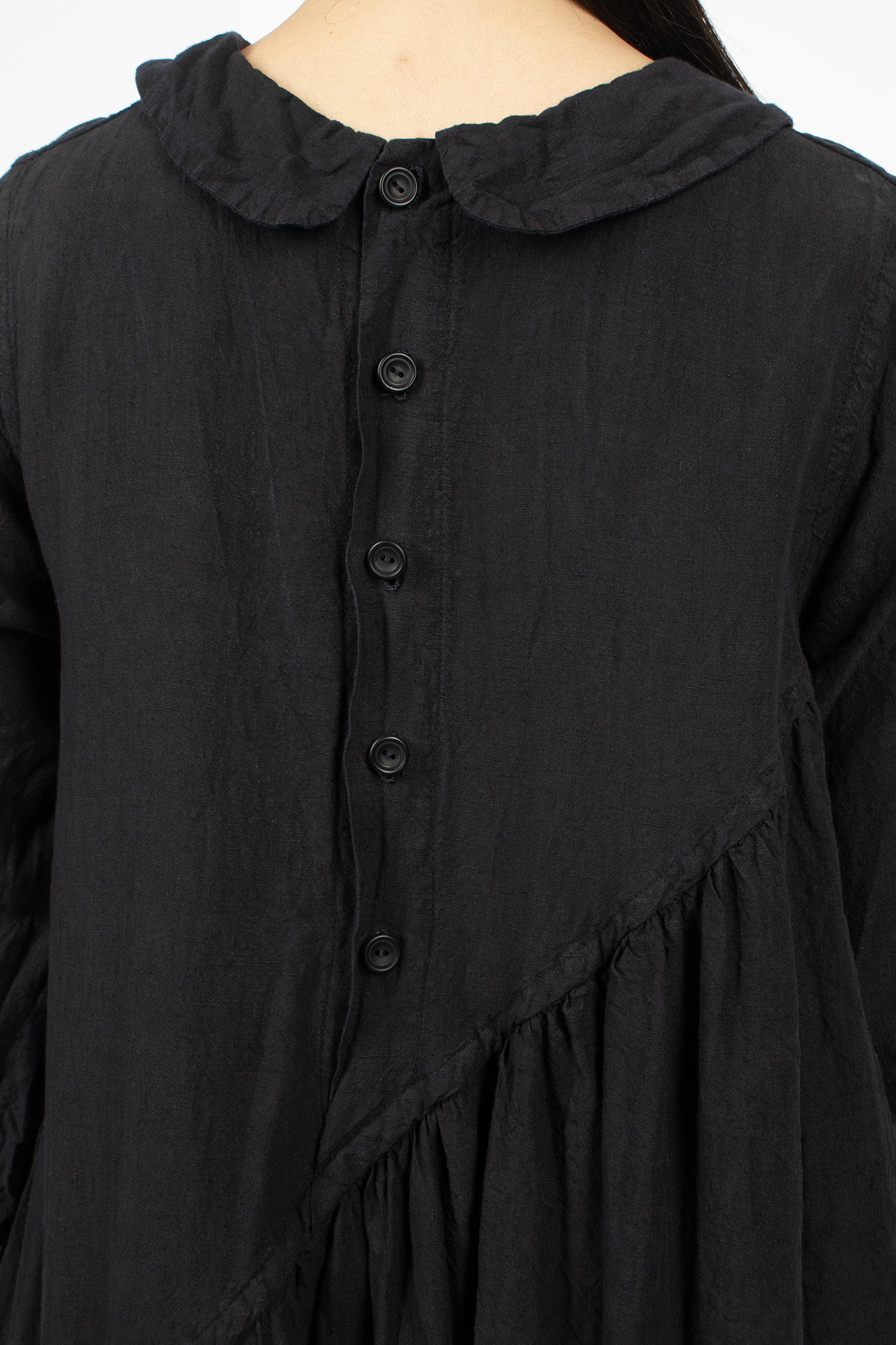 Spiral Linen Dress Navy