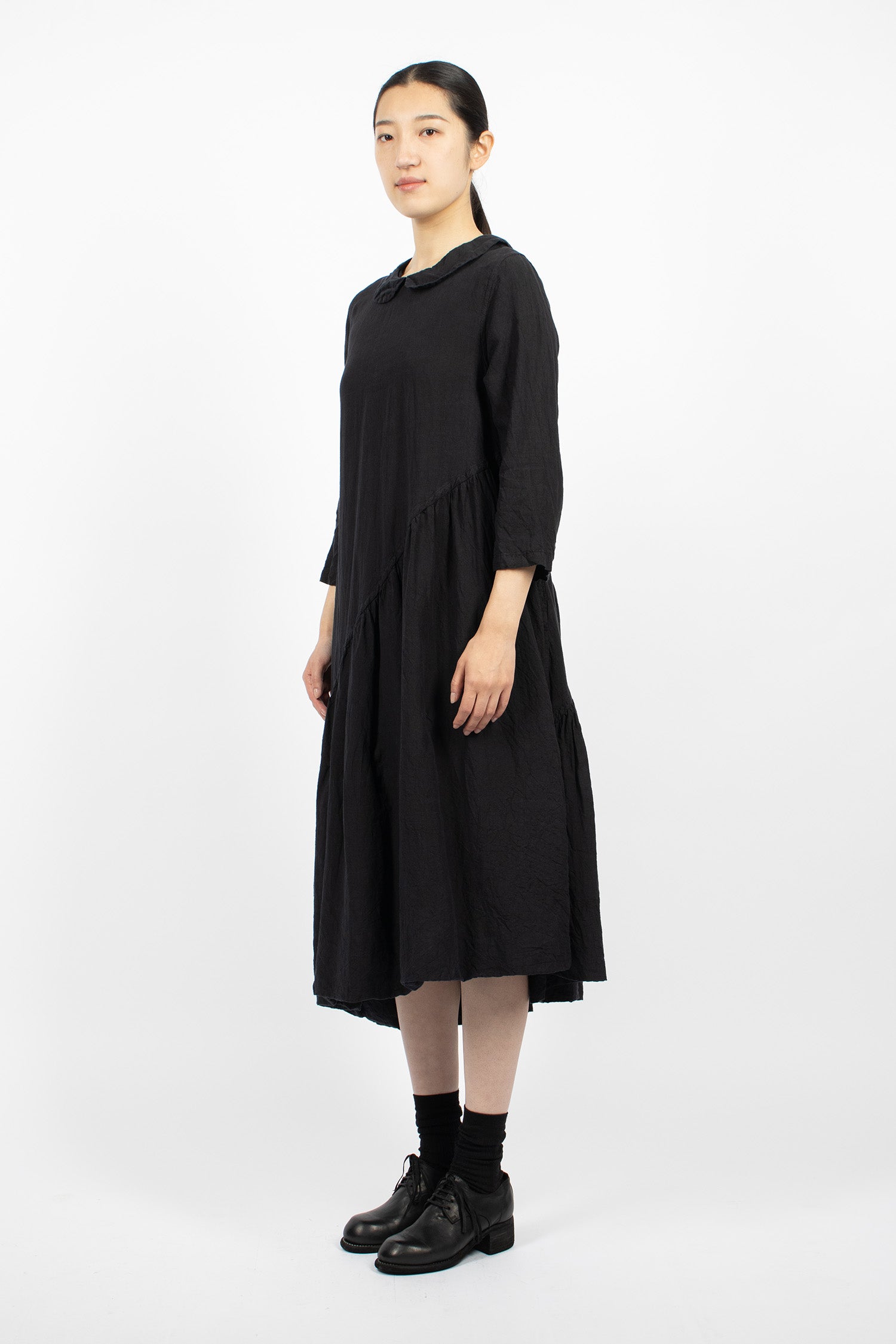 Spiral Linen Dress Navy