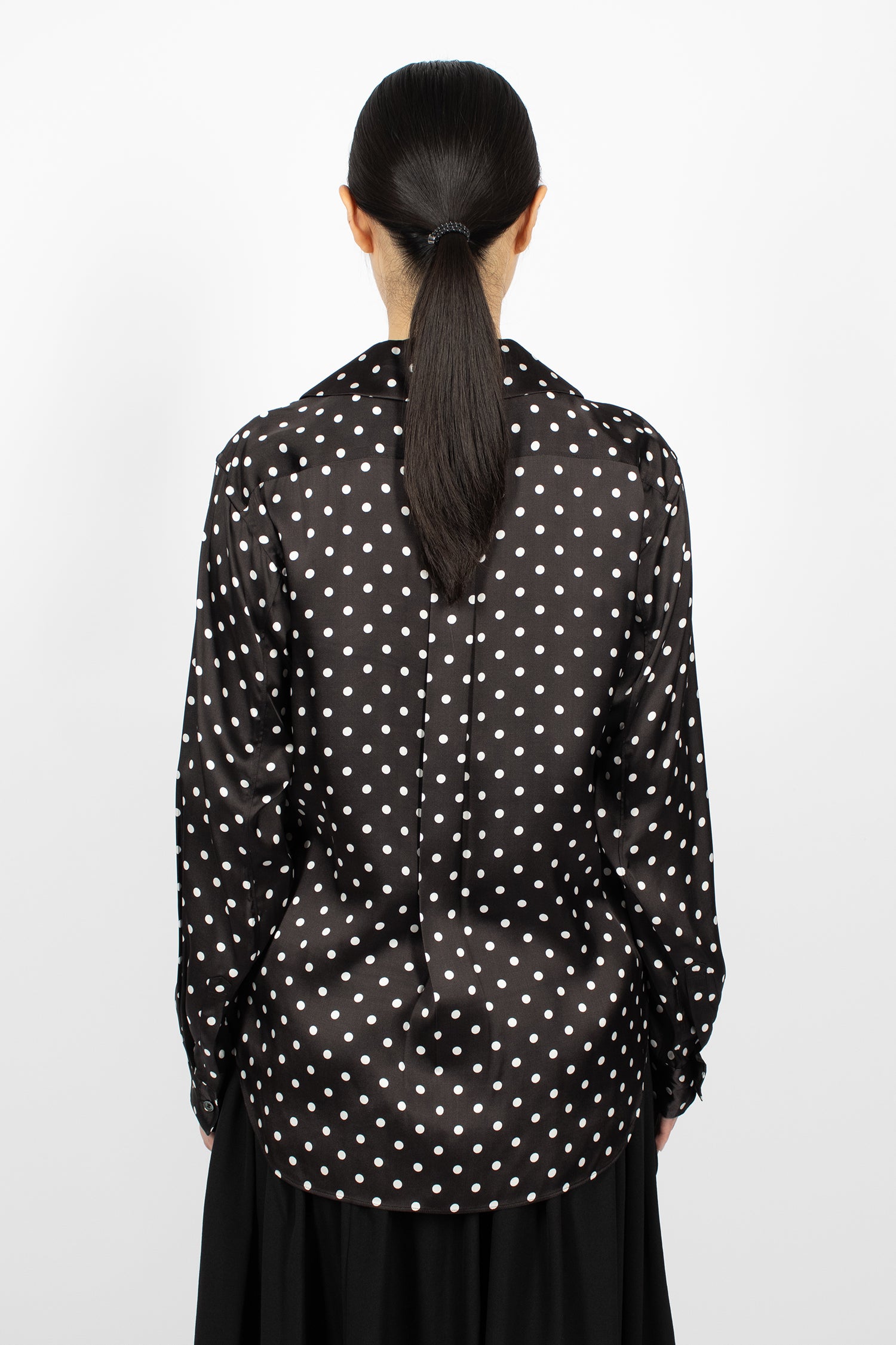 Polka Dot Satin Shirt Black