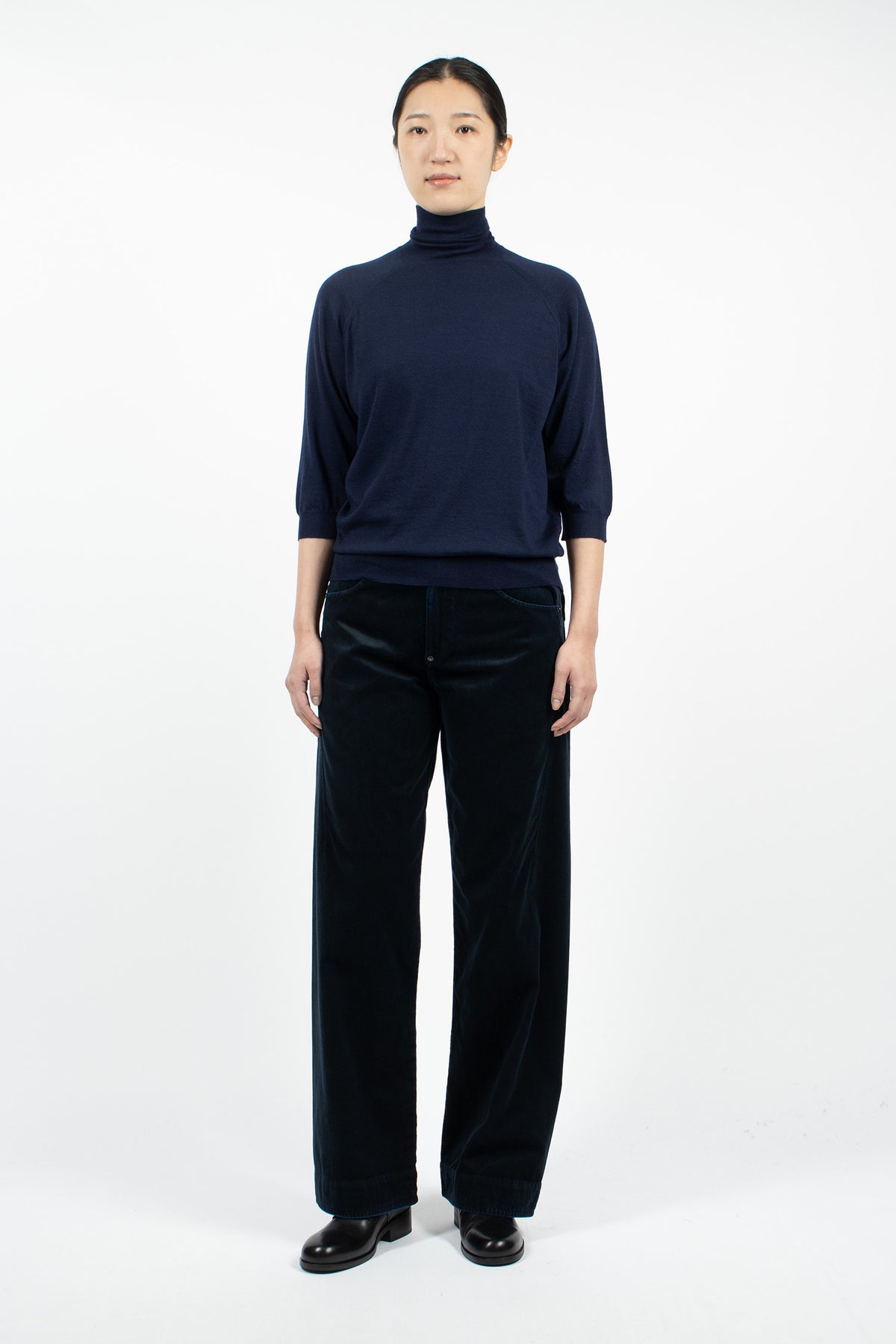 Elbow Sleeve Turtleneck Navy
