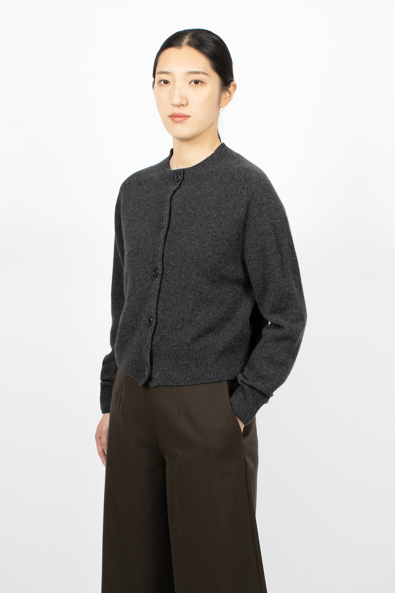 Crew Neck Cardigan Storm Grey