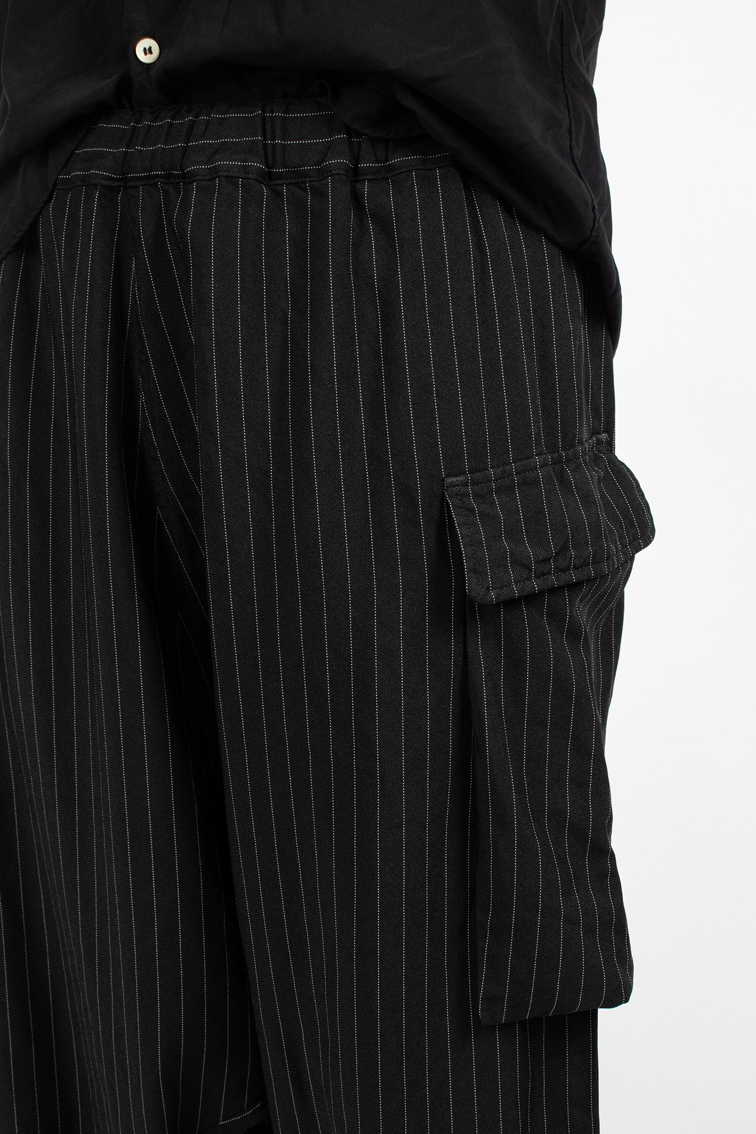 Dropped Crotch Pinstripe Pants Black/White