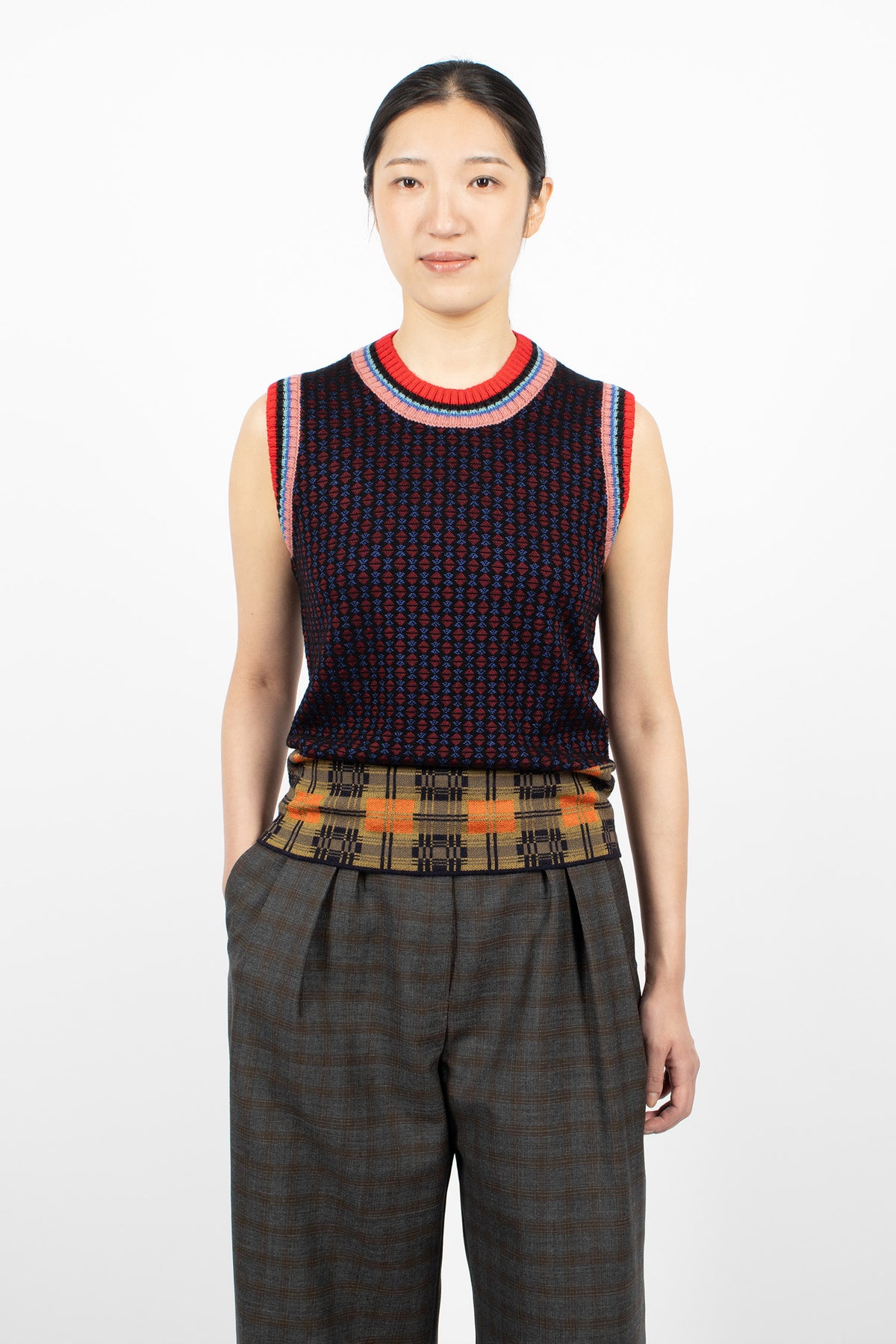 Jacquard Wool Vest Bordeaux