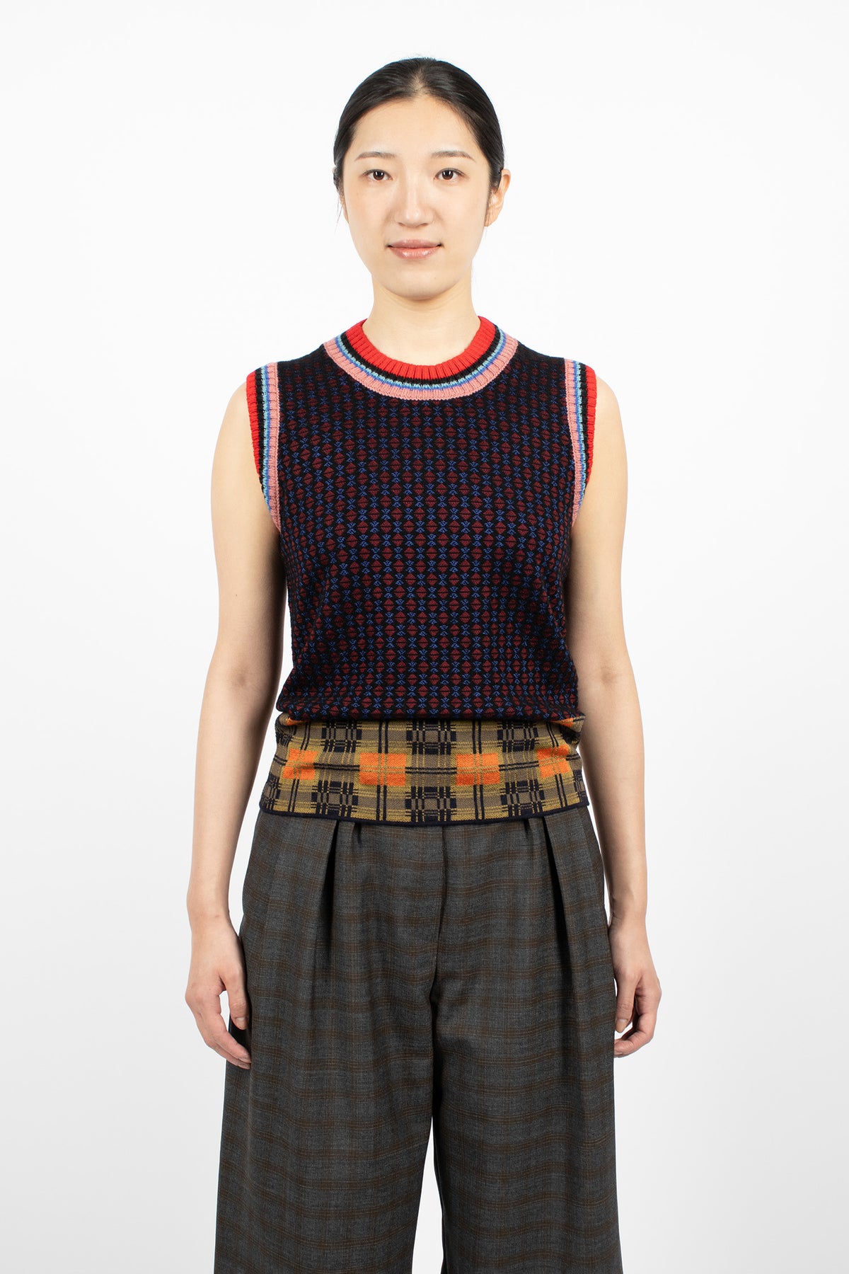 Jacquard Wool Vest Bordeaux