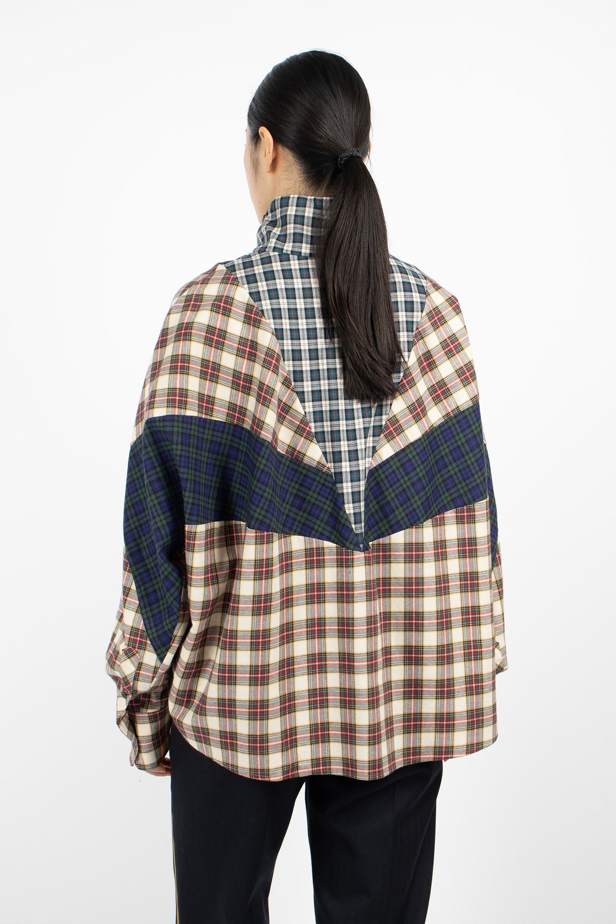 Contrast Cotton Flannel Shirt Ecru