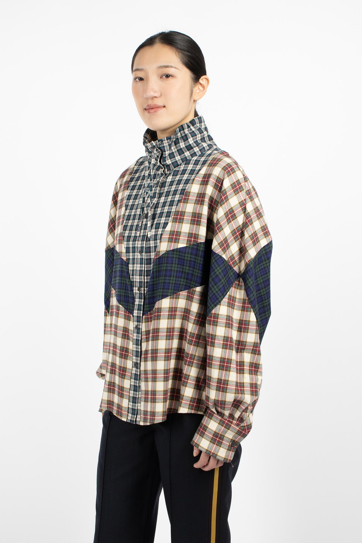 Contrast Cotton Flannel Shirt Ecru