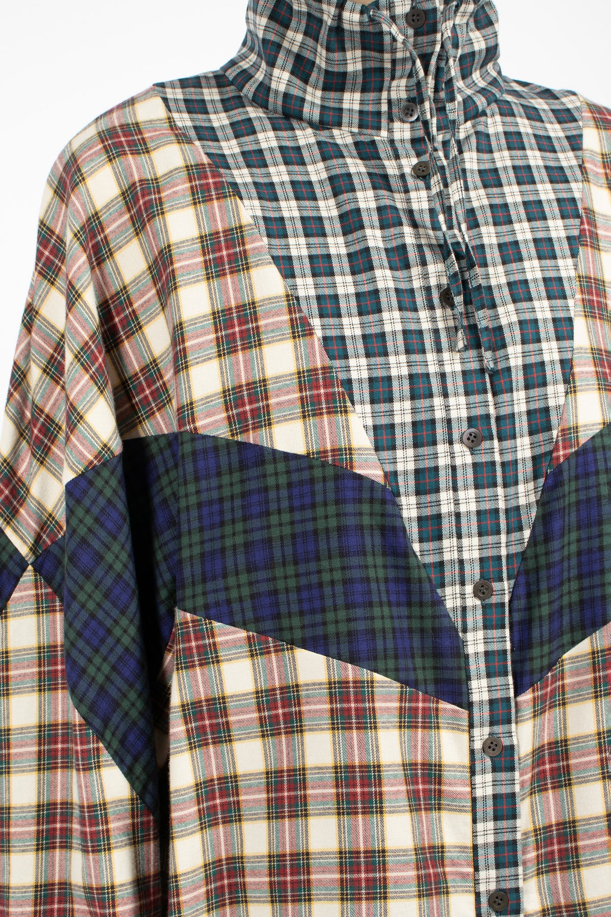 Contrast Cotton Flannel Shirt Ecru