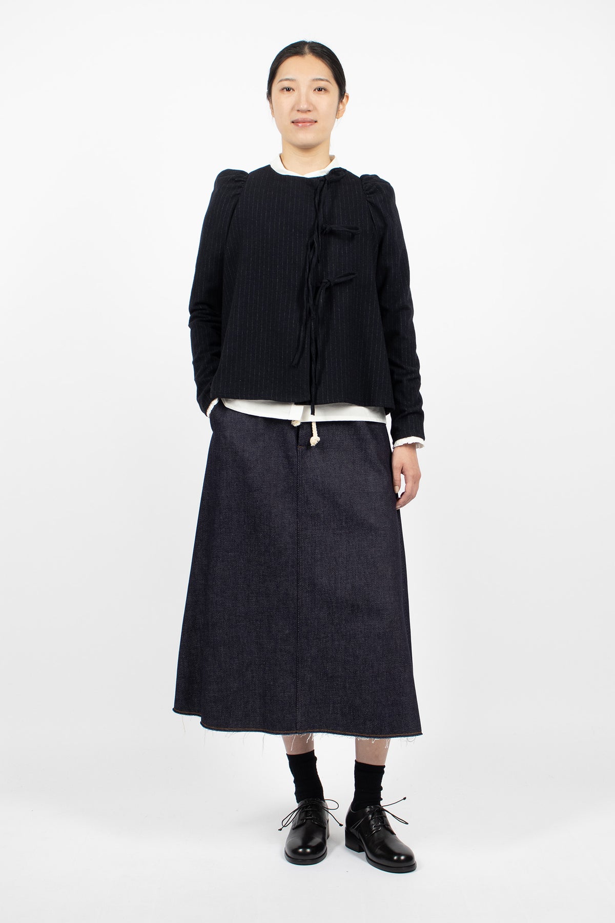 Bows Shirt Black Pinstripe