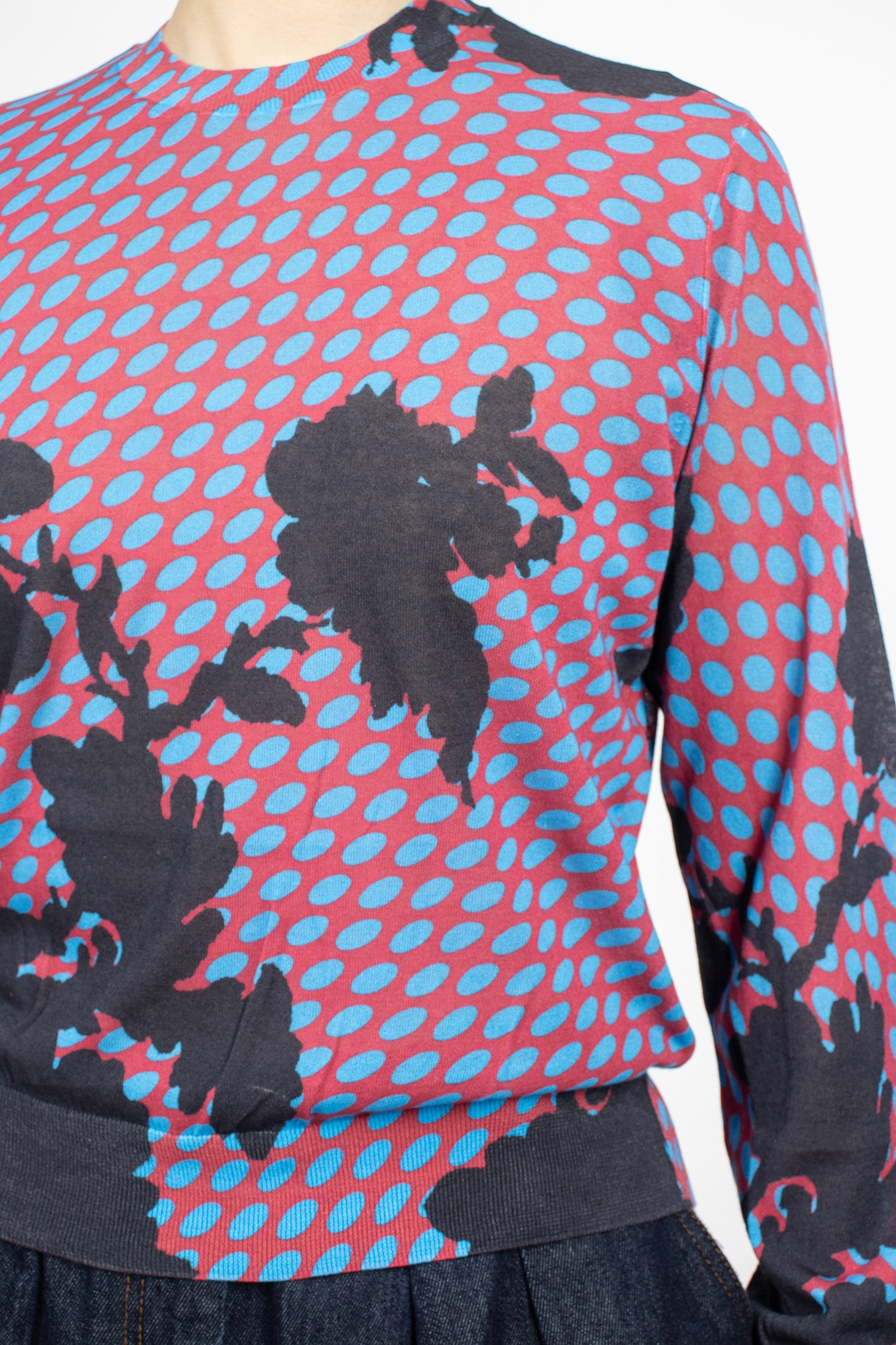 Sheer Dot Print Sweater Burgundy