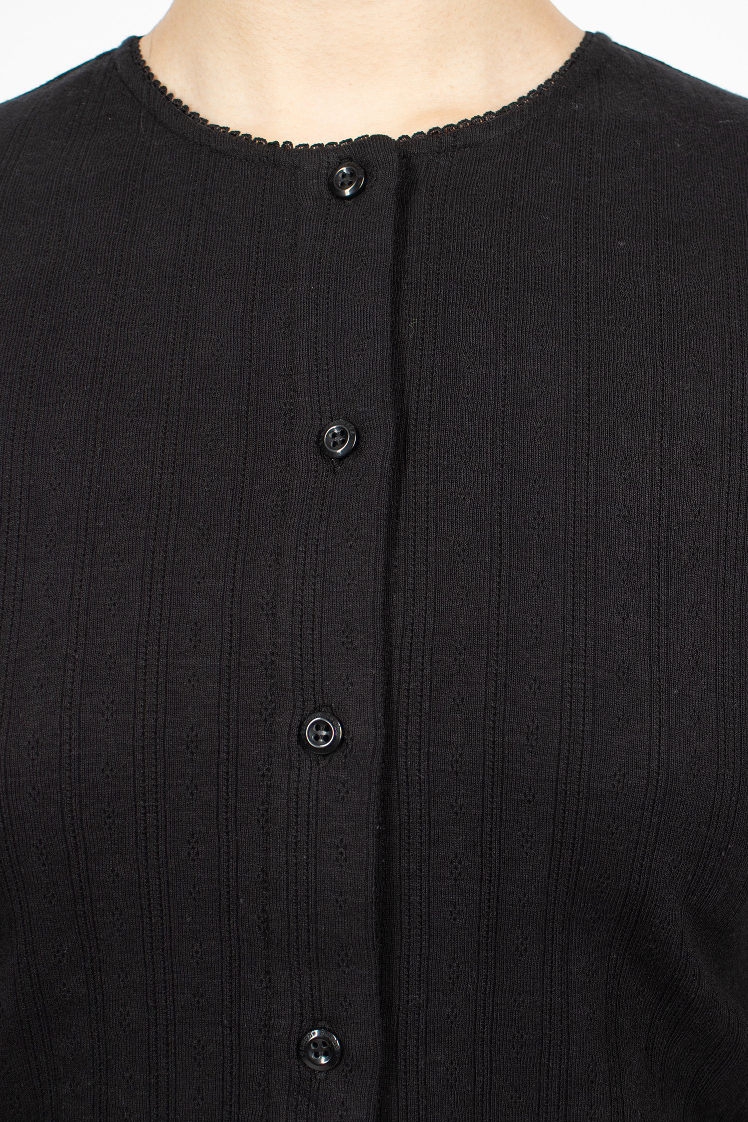 Pointelle Cardigan Black/Pearl