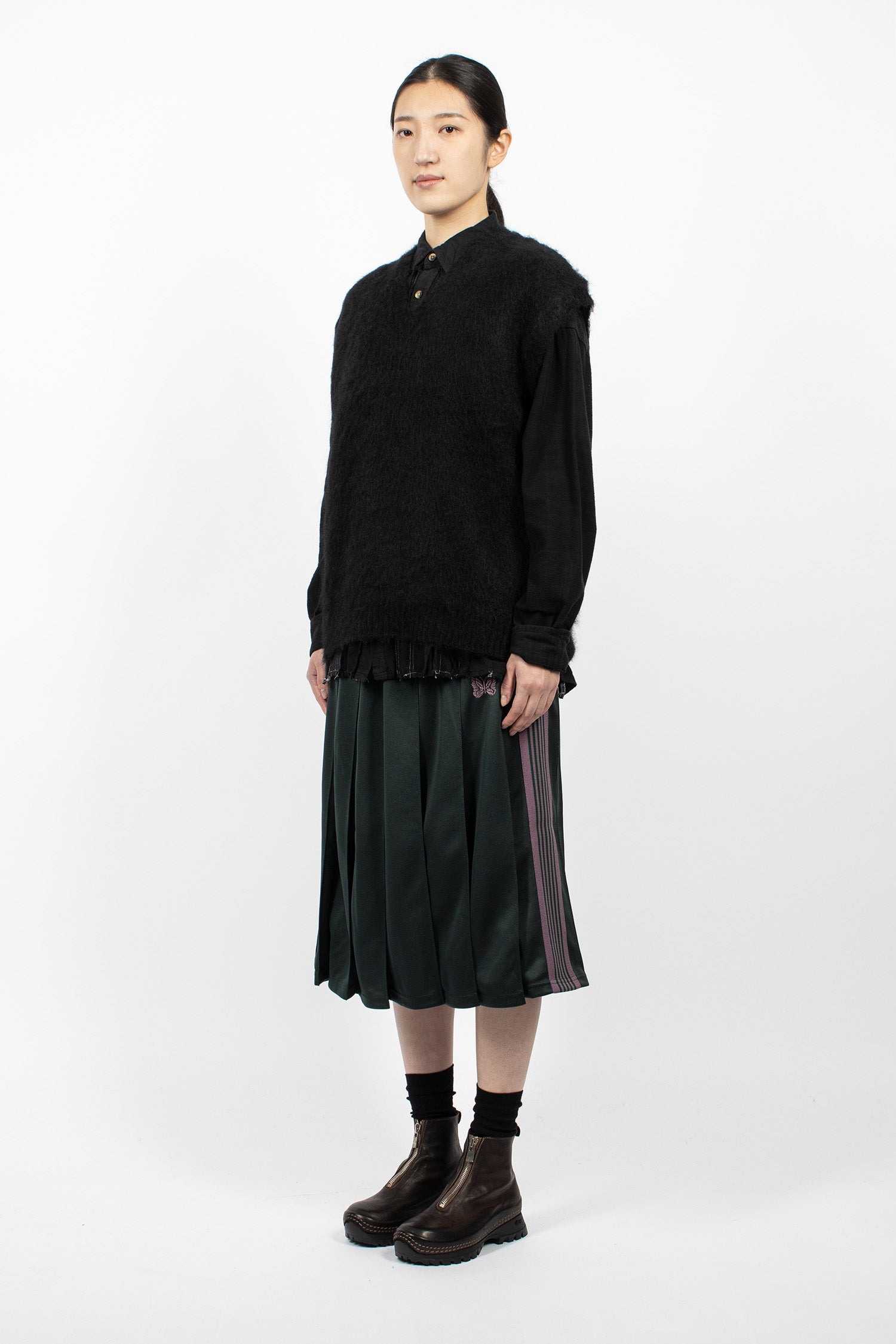 Pleated Track Skirt Green/Pink