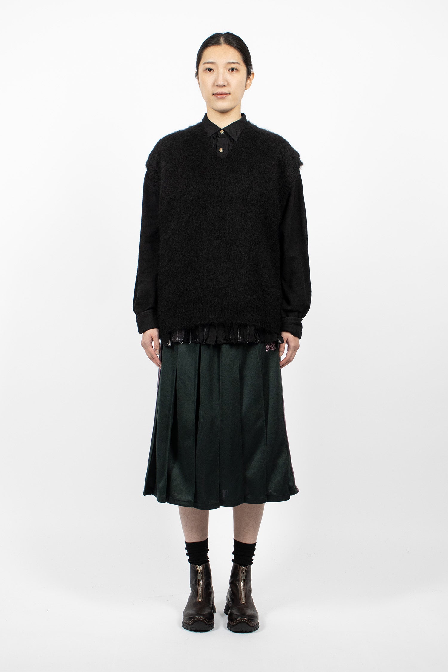 Pleated Track Skirt Green/Pink