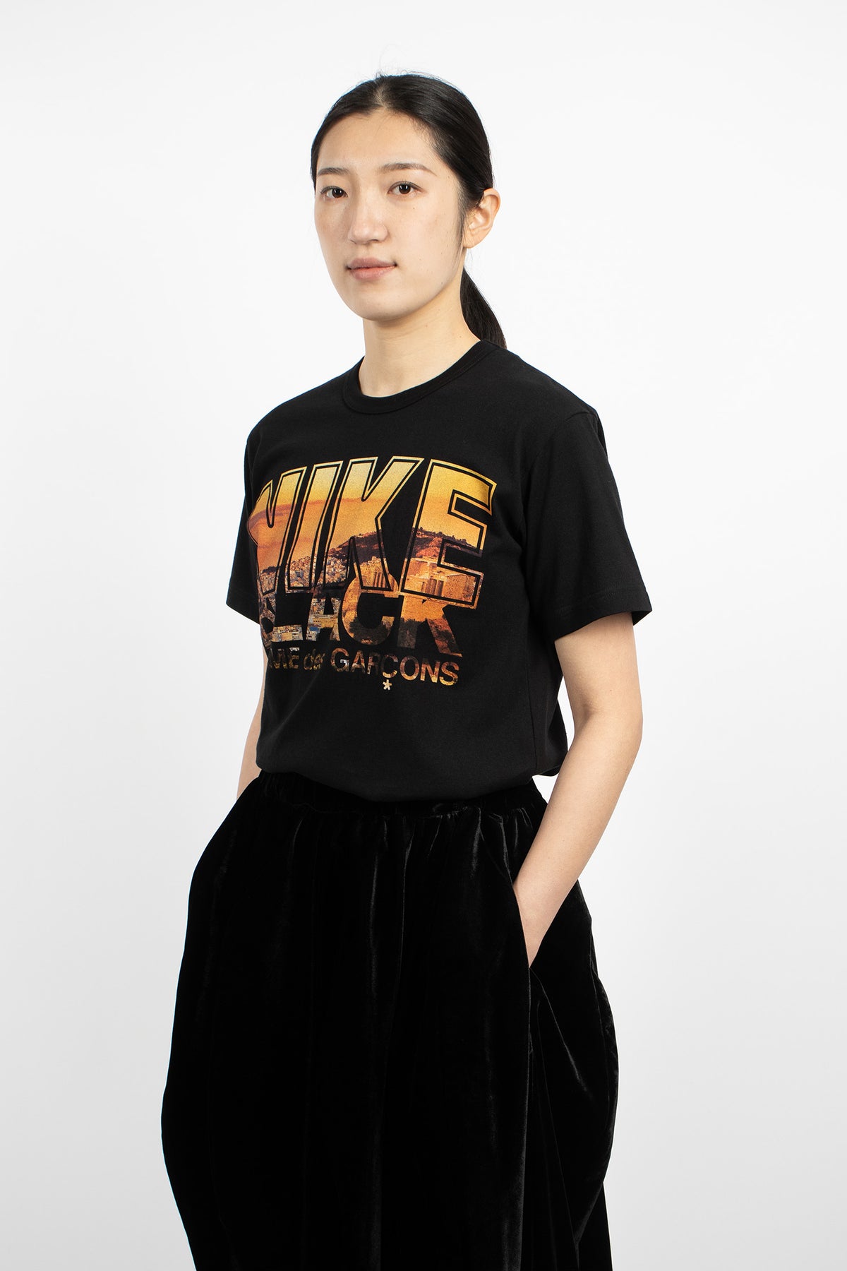 CDG BLACK x Nike Cityscape Printed T-Shirt Black/Orange