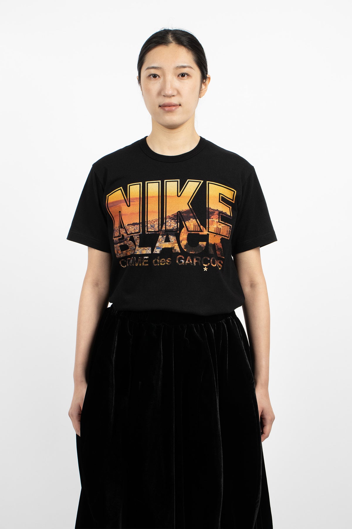 CDG BLACK x Nike Cityscape Printed T-Shirt Black/Orange