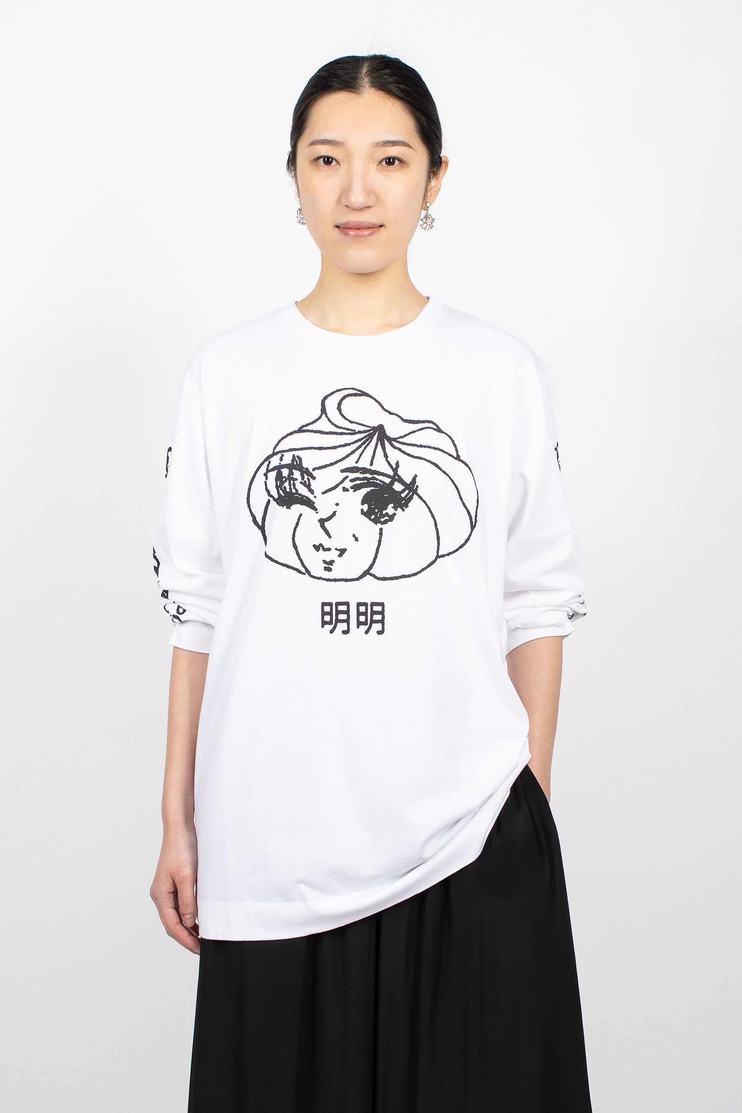 Dim Sum Logo Print T-Shirt White/Black
