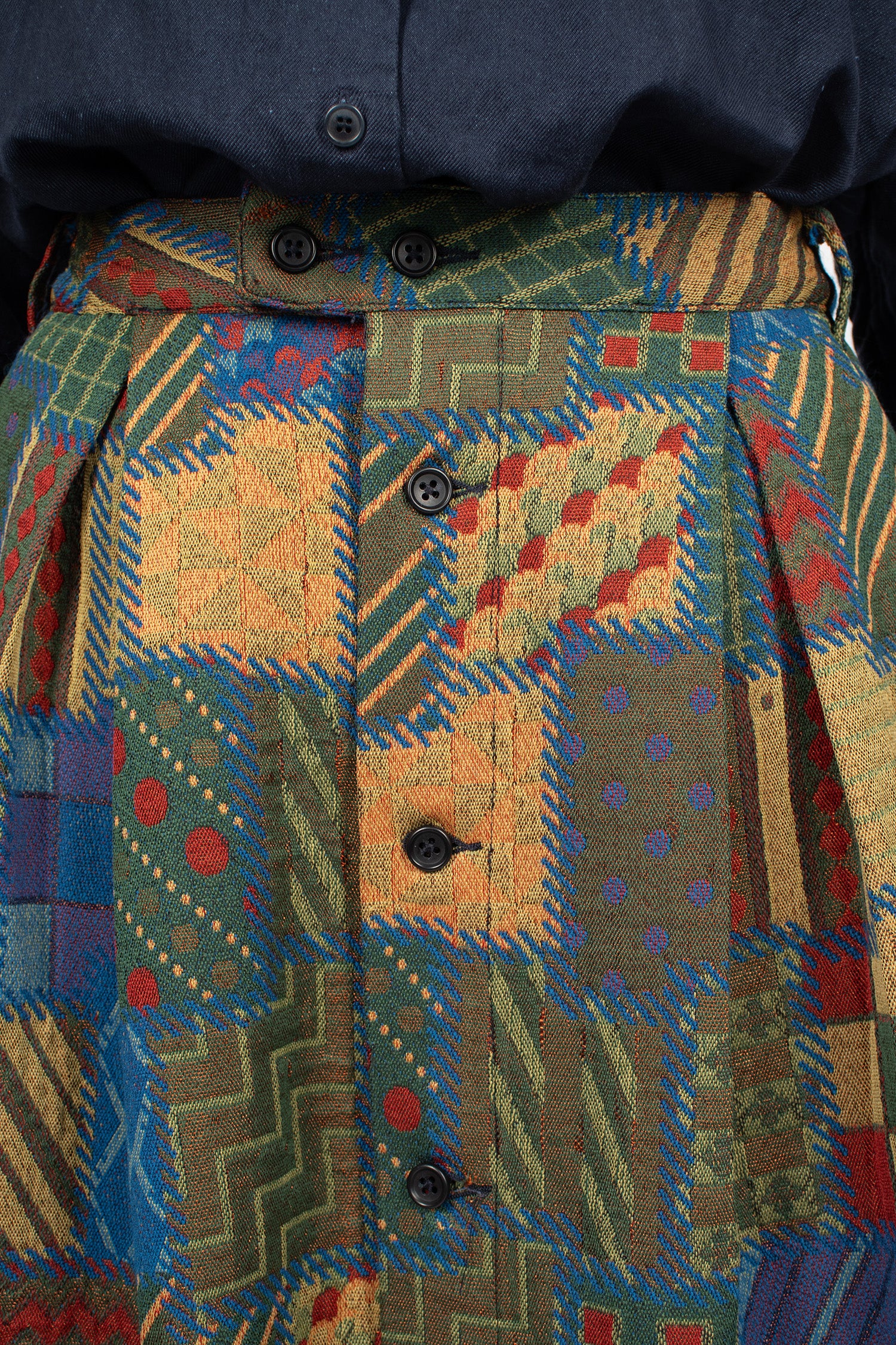 Tuck Skirt Multicolour Geometric Jacquard