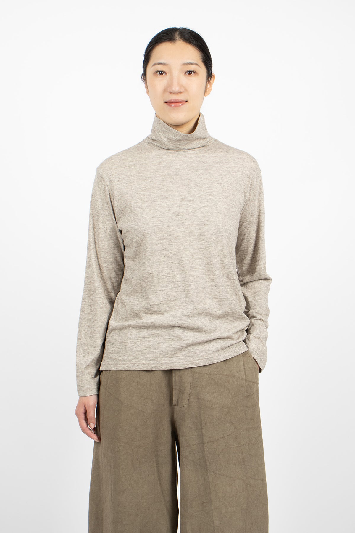 High Neck Pullover Grey-Brown