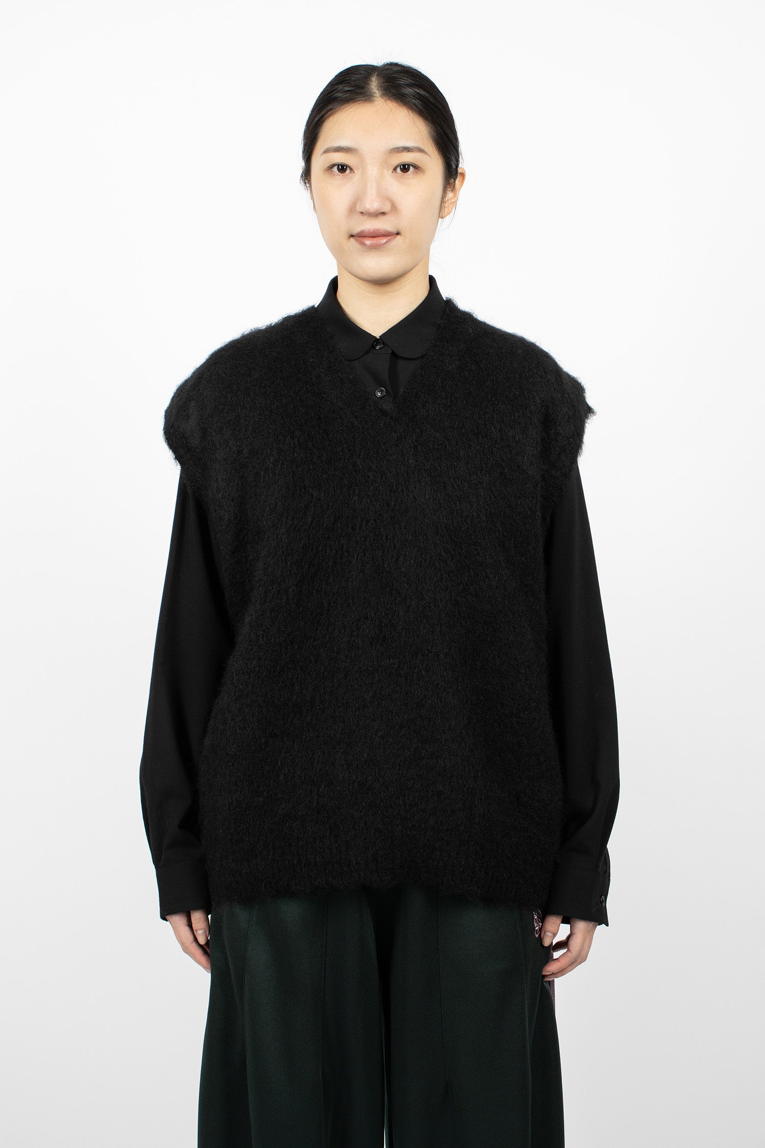 Mohair Knit Vest Black