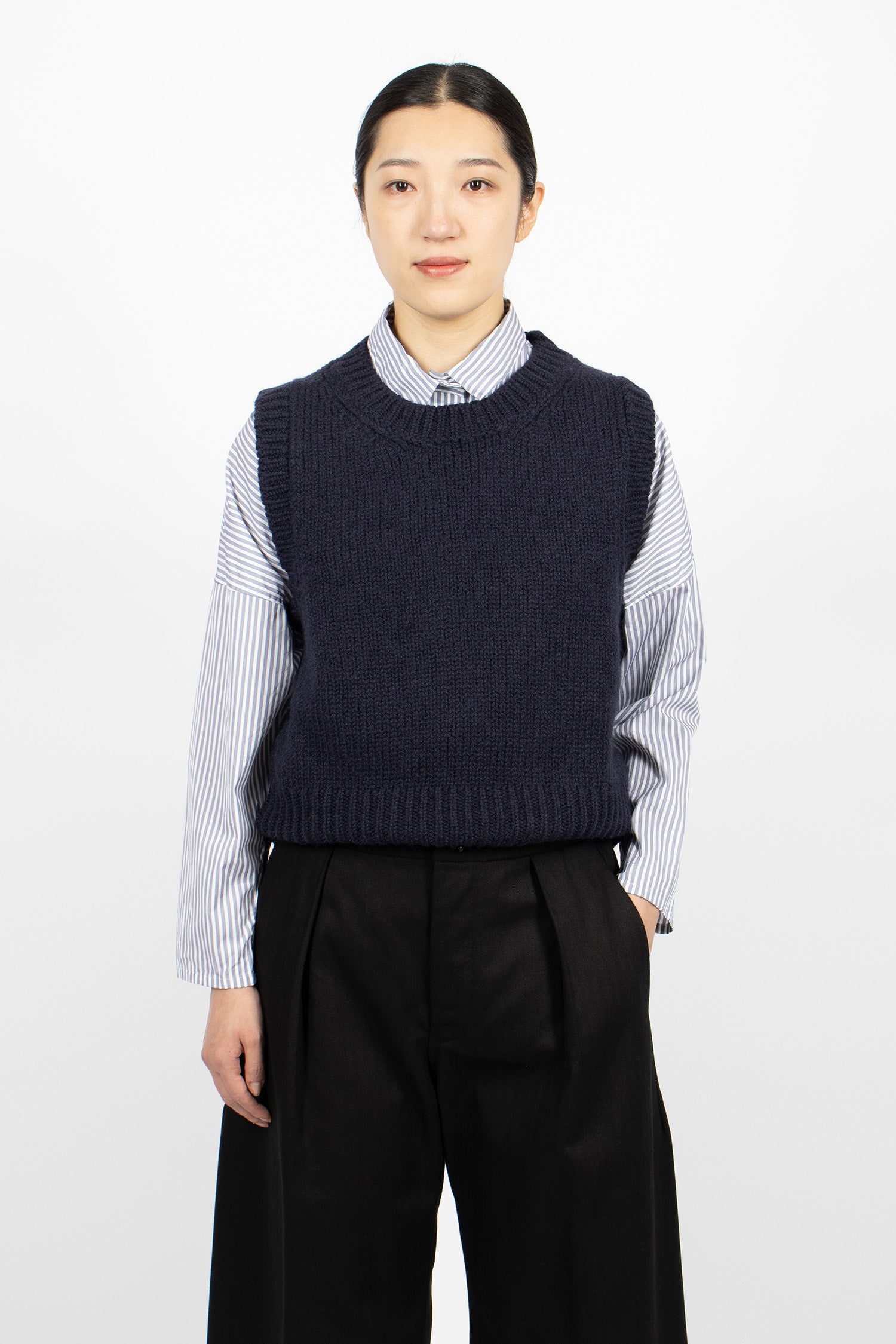 Chunky Crew Neck Slipover Rich Navy