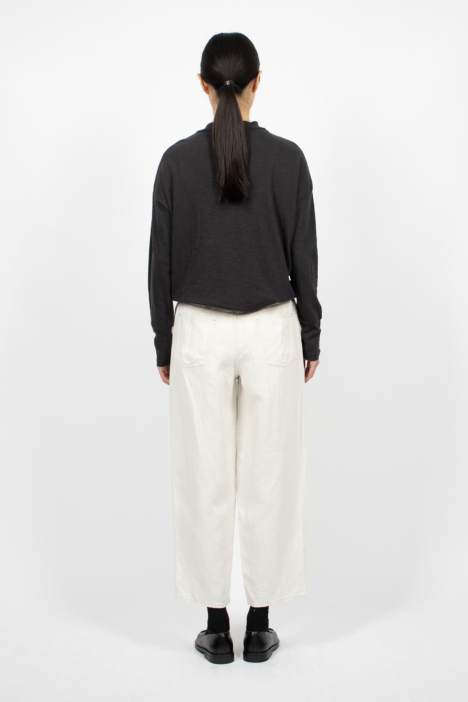 Linen Denim Tapered Pants White