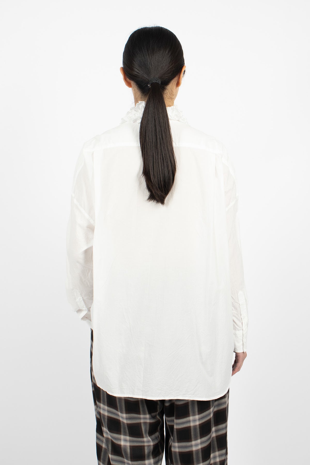 Neck Ruffle Shirt White