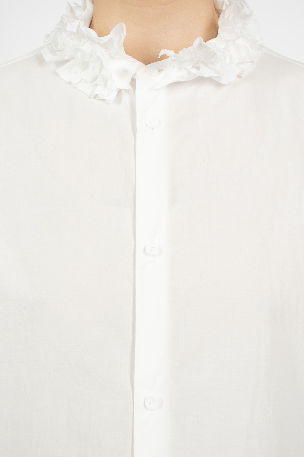 Neck Ruffle Shirt White