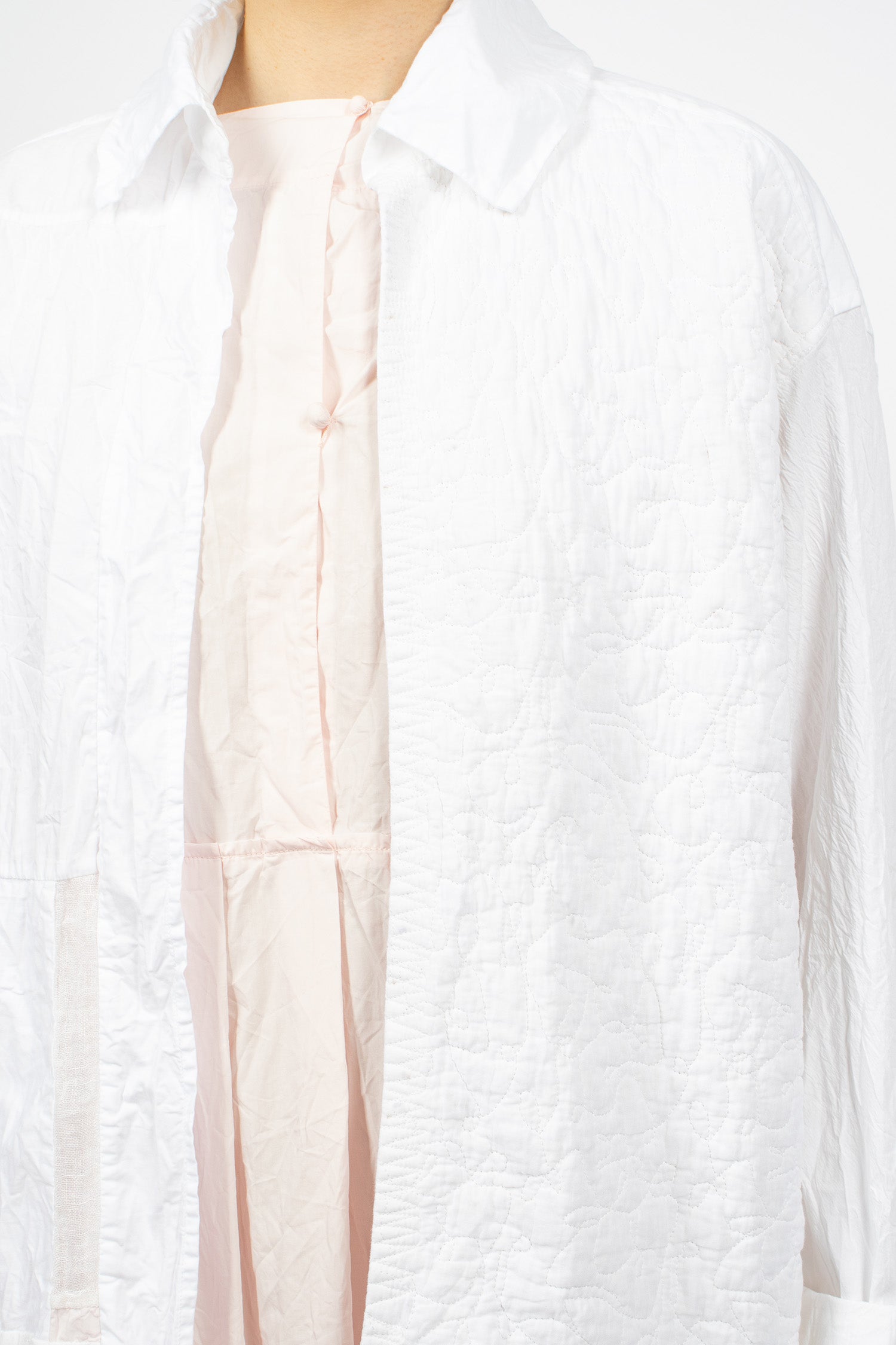 Washed Stitched Shirt White Mix