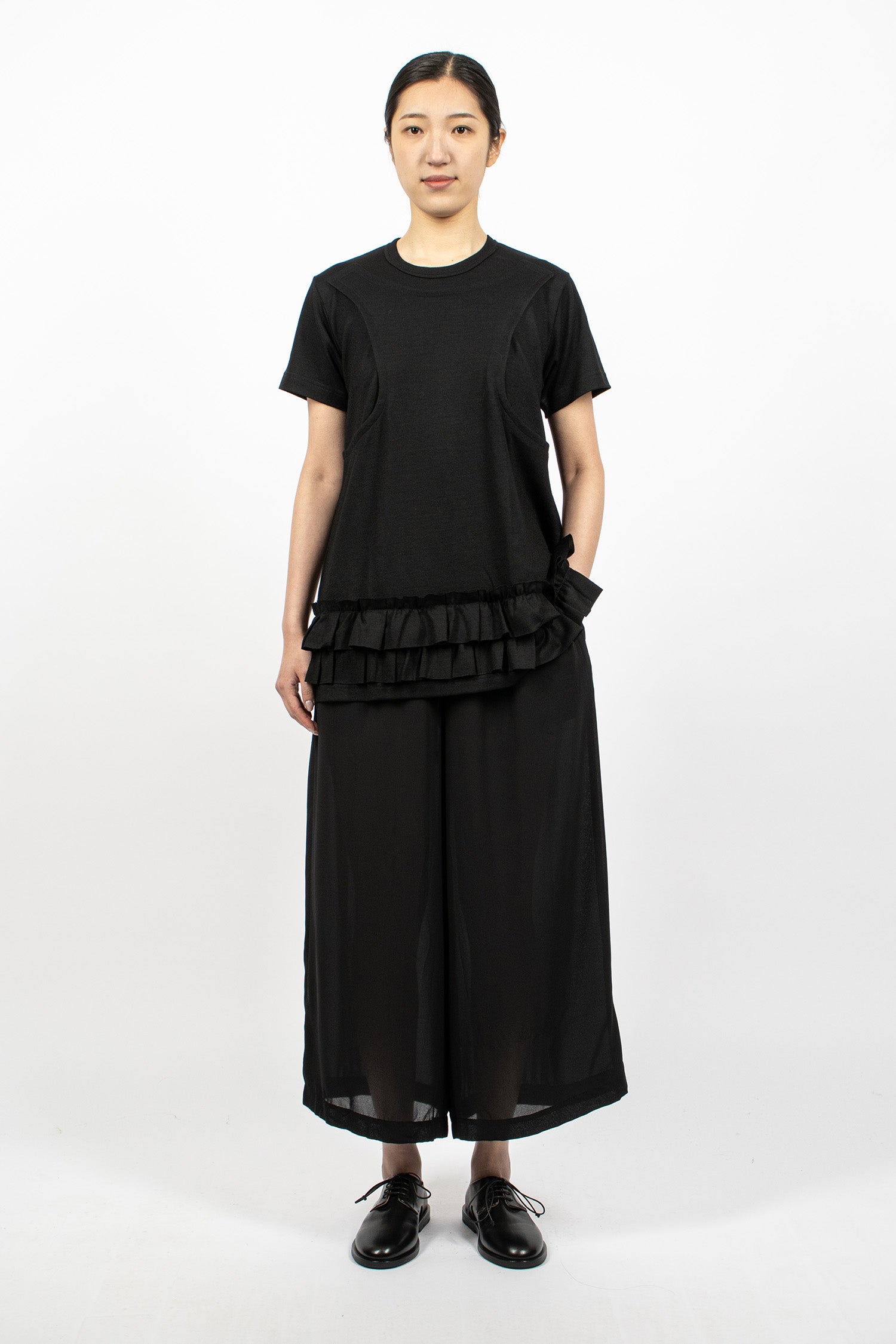 Sheer Wide Leg Pants Black