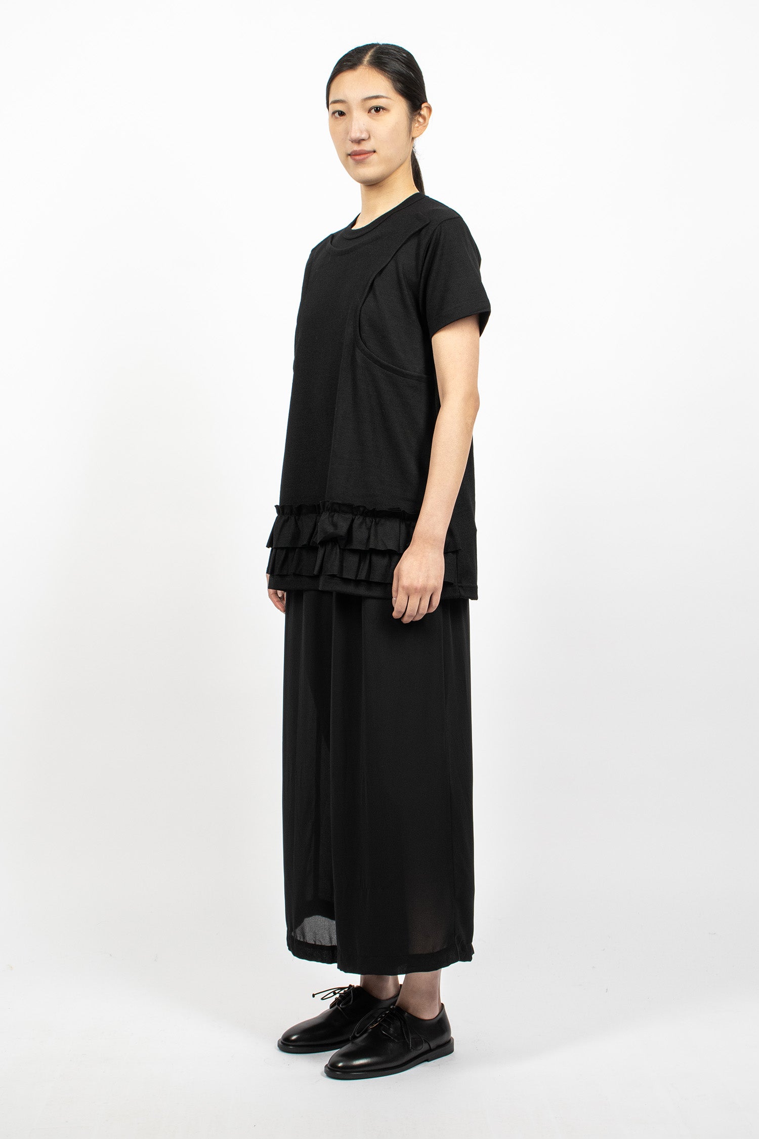 Sheer Wide Leg Pants Black